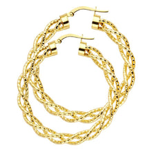 Load image into Gallery viewer, 14K Yellow Gold 3mm Twisted Hoop Earrings