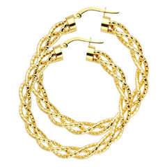 14K Yellow Gold 3mm Twisted Hoop Earrings