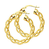 14K Yellow Gold 3mm Twisted Hoop Earrings