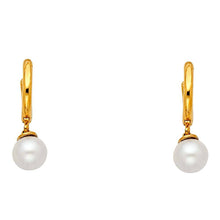 Load image into Gallery viewer, 14K Yellow Gold Hanging Earrings With 6mm Diameter Pearl