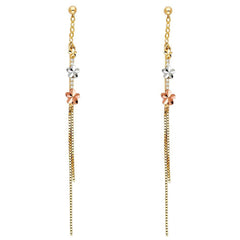 14K Yellow Gold Flower Hanging Earrings