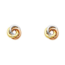 Load image into Gallery viewer, 14K Tri Color Gold 8mm Three Circle Stud Earrings