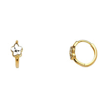 Load image into Gallery viewer, 14K Two Tone 5mm Gold Star Huggie Earrings