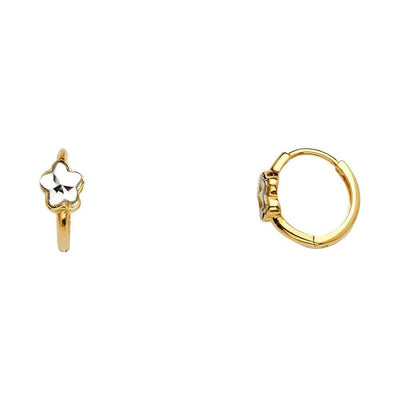 14K Two Tone 5mm Gold Star Huggie Earrings