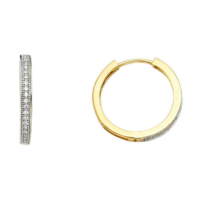 14K Yellow Gold 2mm Clear CZ Huggies Earrings