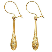 Load image into Gallery viewer, 14K Yellow Gold Diamond Cut Hollow Teardrop Hanging Earrings