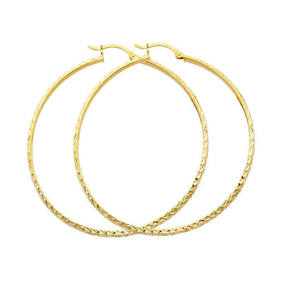 14K Yellow Gold 3mm DC Hoop Earrings