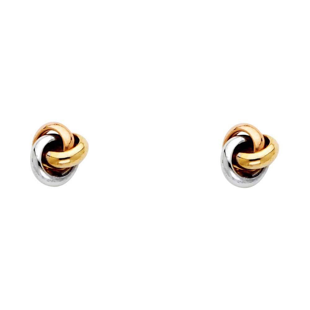 14K Tri Color Gold 6mm Love Knot Earrings