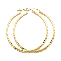 14K Yellow Gold 3mm DC Hoop Earrings