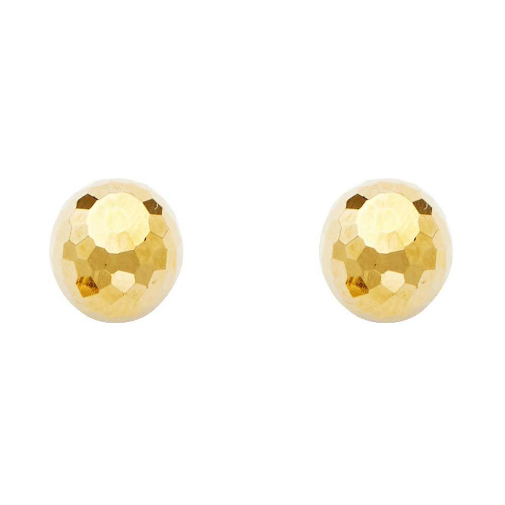 14K Yellow Gold 9mm Disco Ball Earrings With Push Back