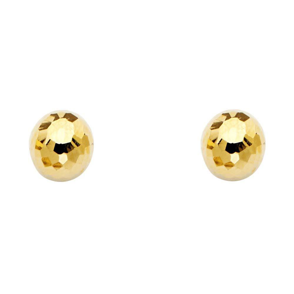 14K Yellow Gold 7mm Disco Ball Earrings With Push Back