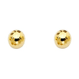 14K Yellow Gold 7mm Disco Ball Earrings With Push Back