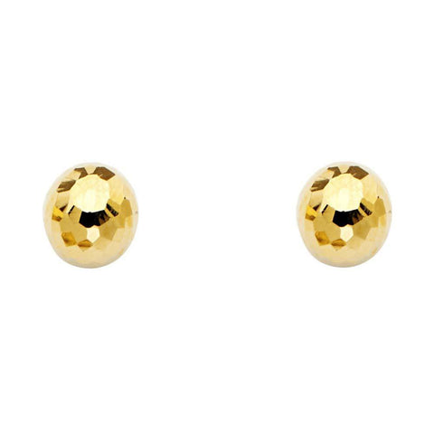 14K Yellow Gold 7mm Disco Ball Earrings With Push Back