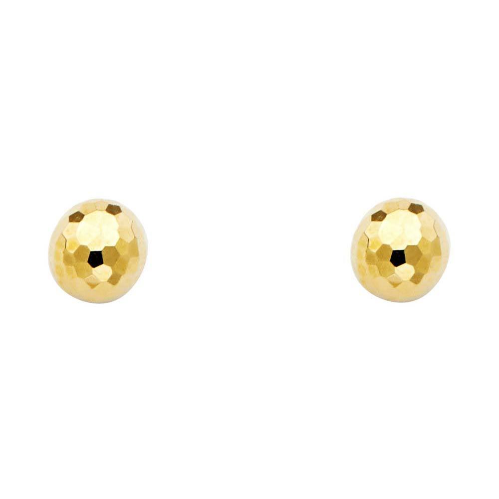 14K Yellow Gold 5mm Disco Ball Earrings With Push Back
