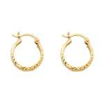 14K Yellow Gold 3mm DC Hoop Earrings