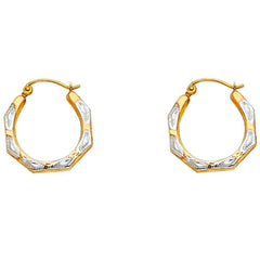 14k Two Tone Gold 18mm Polished Fancy Milgrain Hoop Earrings