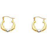 14k Two Tone Gold 17mm Dolphin Hollow Hoop Earrings