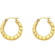 Load image into Gallery viewer, 14k Yellow Gold 17mm Small Crescent Pattern Design Hoop Earrings