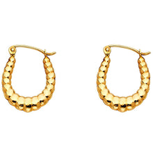 Load image into Gallery viewer, 14k Yellow Gold 15mm Polished Crescent Ribbed Hoop Earrings