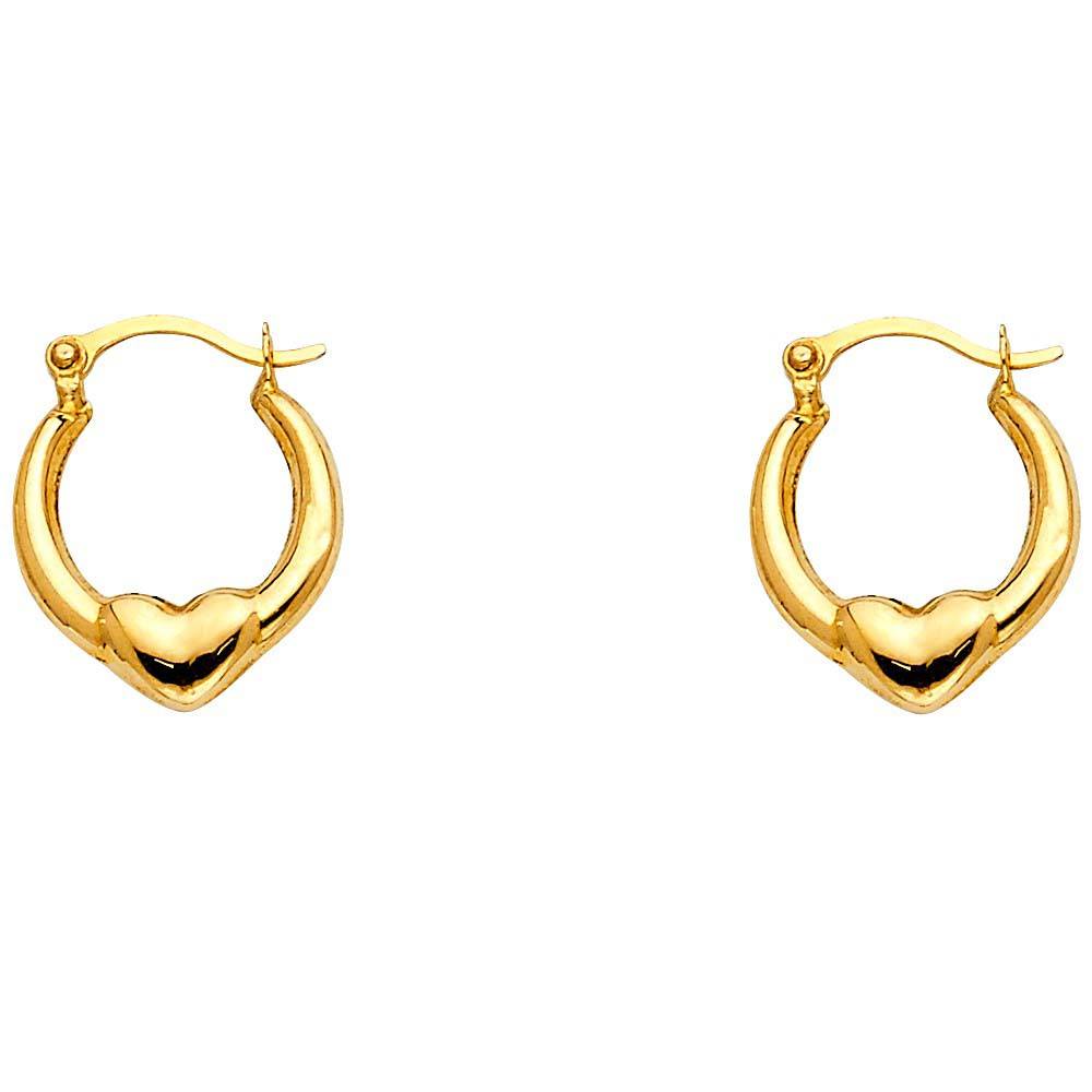 14k Yellow Gold 7mm Polished Petite Heart Hoop Earrings