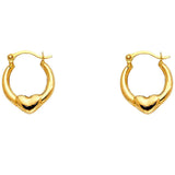 14k Yellow Gold 7mm Polished Petite Heart Hoop Earrings