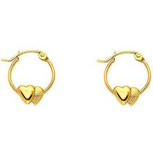 Load image into Gallery viewer, 14k Yellow Gold 12mm Polished Petite Double Heart Hoop Earrings