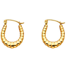 Load image into Gallery viewer, 14k Yellow Gold 11mm Polished Petite Crescent Ribbed Hoop Earrings