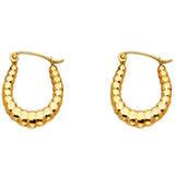 14k Yellow Gold 11mm Polished Petite Crescent Ribbed Hoop Earrings