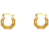 14k Yellow Gold 13mm Polished Filigree Hoop Earrings