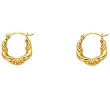 Load image into Gallery viewer, 14k Yellow Gold 12mm Polished Swirl Crescent Hoop Earrings