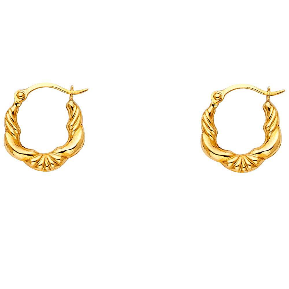 14k Yellow Gold 12mm Polished Swirl Crescent Hoop Earrings