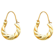 Load image into Gallery viewer, 14k Yellow Gold 15mm Polished Small Swirl Textured Hoop Earrings