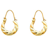 14k Yellow Gold 15mm Polished Small Swirl Textured Hoop Earrings