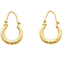 Load image into Gallery viewer, 14k Yellow Gold 15mm Polished Small Zigzag Diamond Cut Hoop Earrings