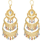 14K Tri Color Gold 36mm DC Chandelier Hanging Earrings