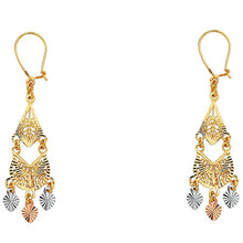 Load image into Gallery viewer, 14K Tri Color Gold 11mm DC Chandelier Hanging Earrings