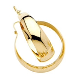 14K Yellow Gold Plain Graduated Hoop Earrings