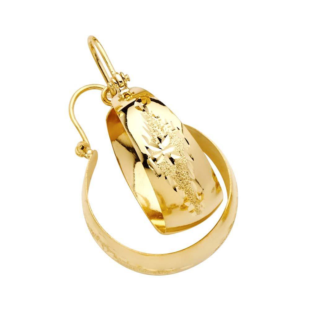 14K Yellow Gold Diamond Cut Graduated Hoop Earrings