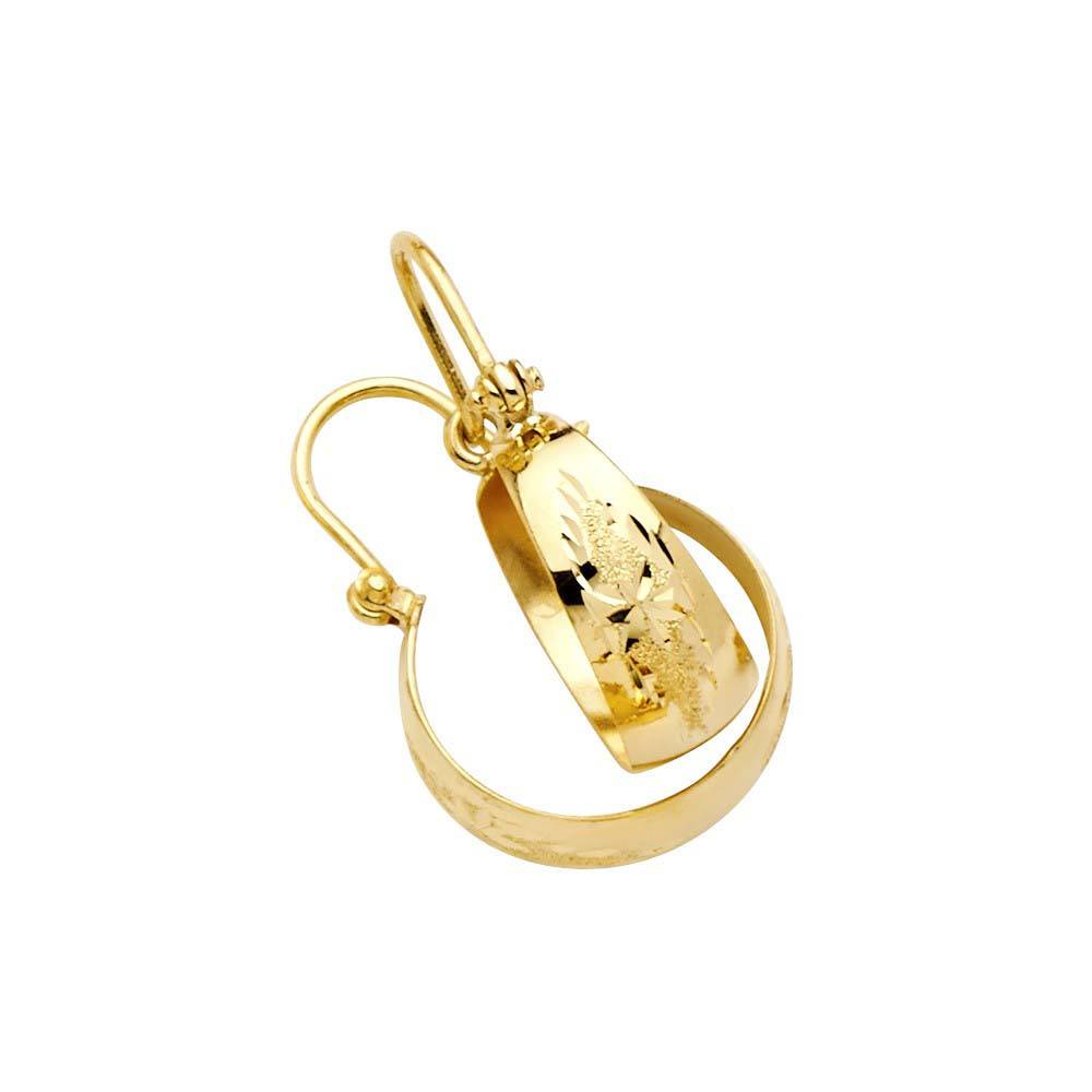 14K Yellow Gold Diamond Cut Graduated Hoop Earrings