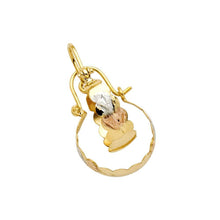 Load image into Gallery viewer, 14K Tri Color Heart Diamond Cut Graduated Hoop Earrings