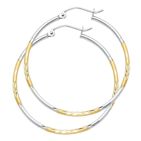 14K Two Tone Gold DC Hoop Earrings