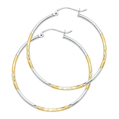 14K Two Tone Gold DC Hoop Earrings