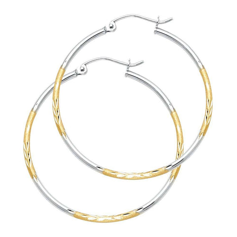 14K Two Tone Gold DC Hoop Earrings