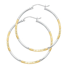 14K Two Tone Gold DC Hoop Earrings