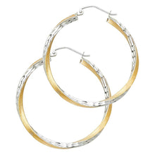 Load image into Gallery viewer, 14K Two Tone Gold 2.6mm DC Satin Hoop Earrings