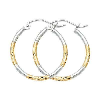 14K Two Tone Gold DC Hoop Earrings