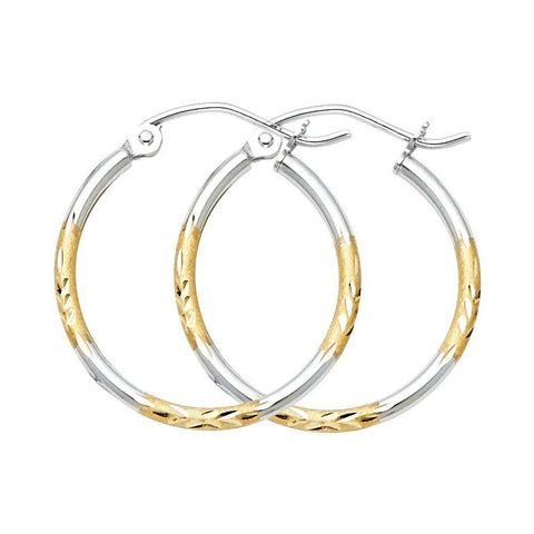 14K Two Tone Gold DC Hoop Earrings