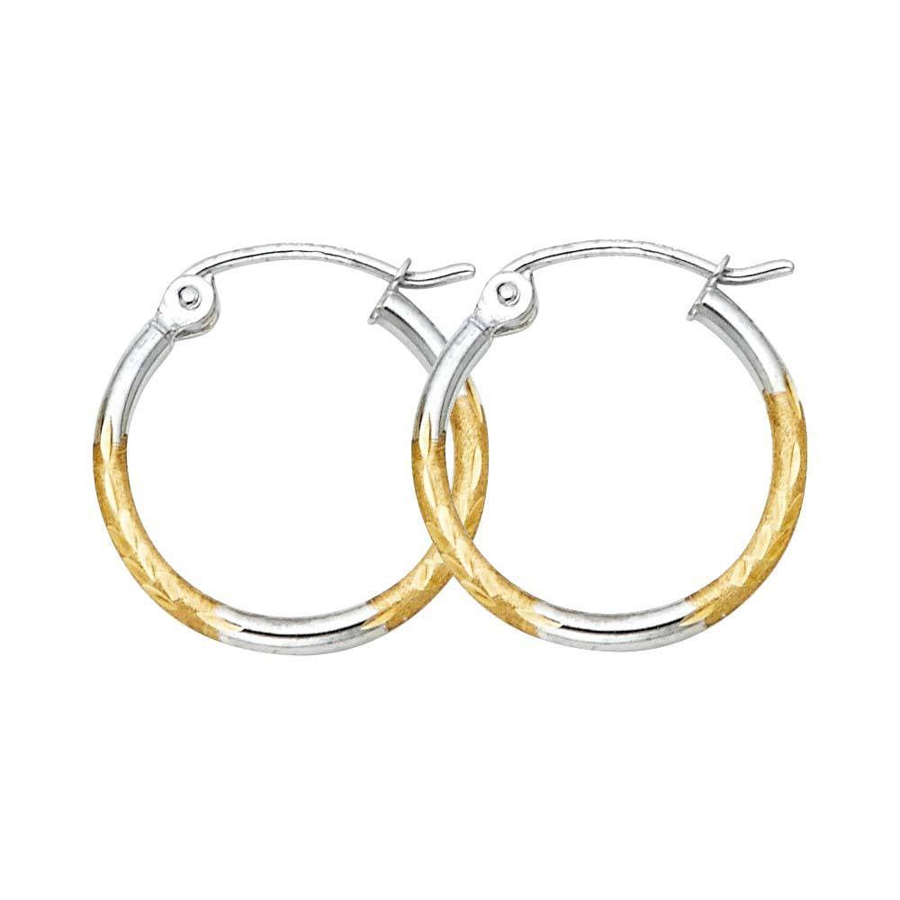 14K Two Tone Gold DC Hoop Earrings