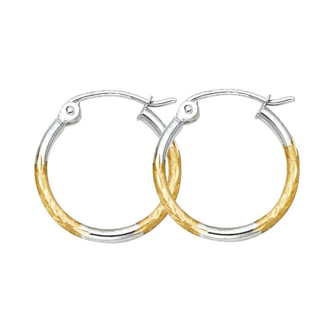 14K Two Tone Gold DC Hoop Earrings