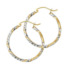 Load image into Gallery viewer, 14K Two Tone Gold Curled Hoop Earrings